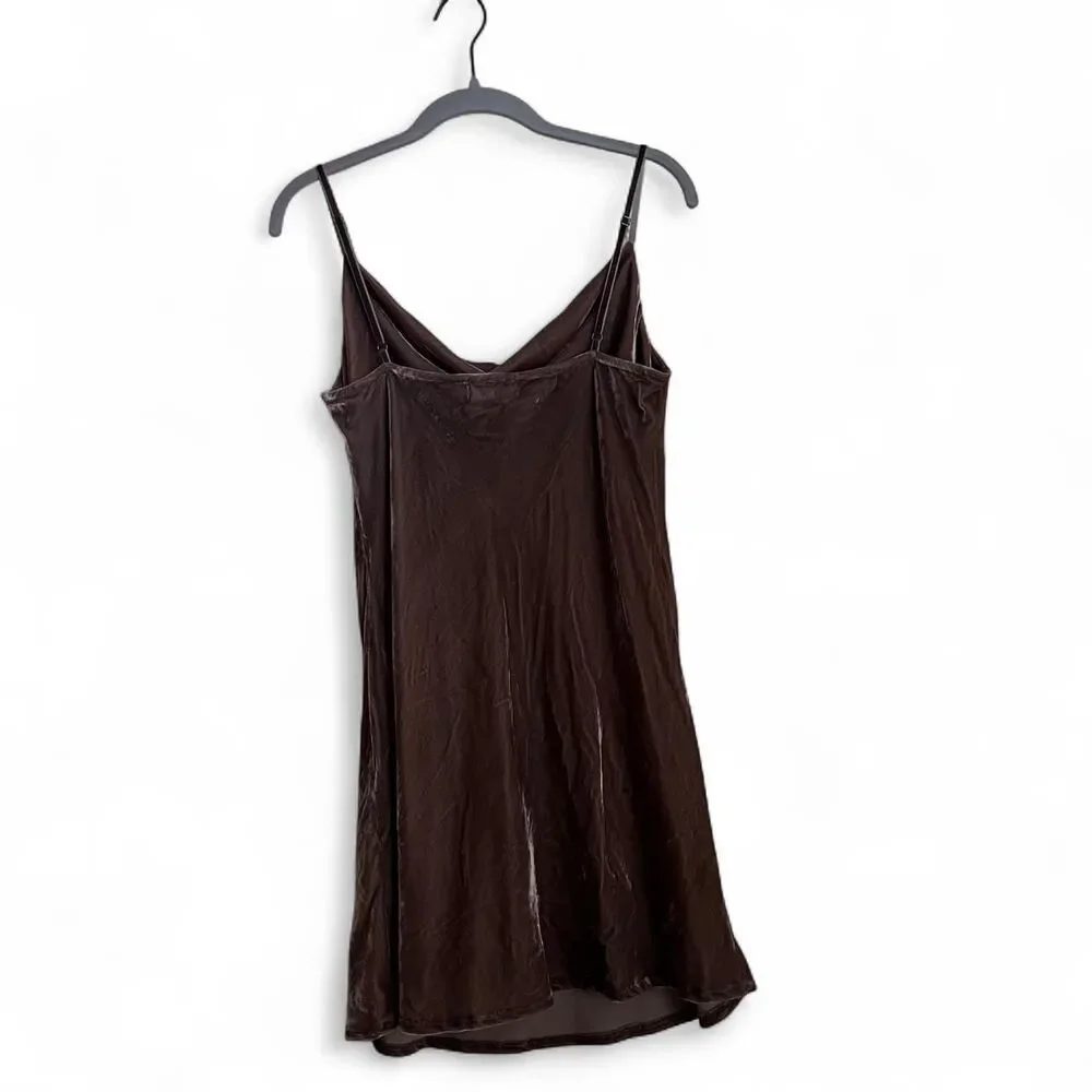 Isalis Women's Brown Velvet Dress Cowl Neck Slip Dress Size M